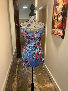 light blue silk slip dress Baby Satin US Size:11 waist 23.6 in __shirts Sadie Sink Wears Black